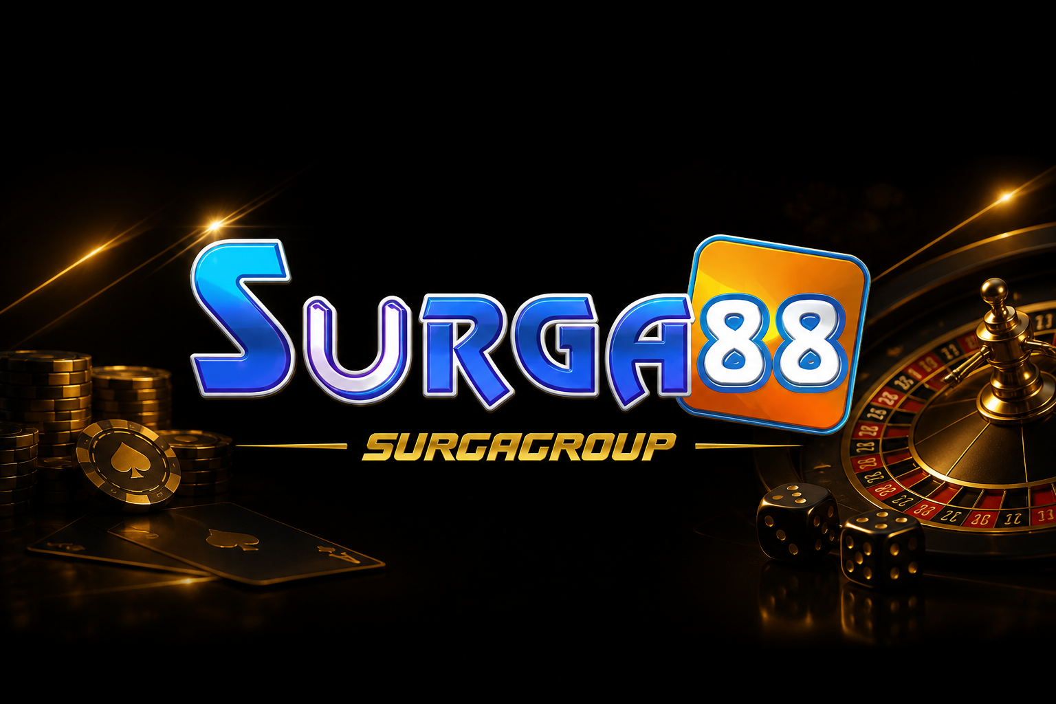 SURGA88: SURGA biru, blok 88 oranye, SURGAGROUP.